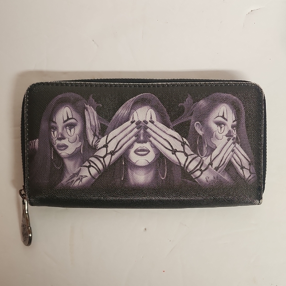 DG Angels Black & Purple Hear, See, Speak No Evil Unisex Faux Leather Wallet WOW